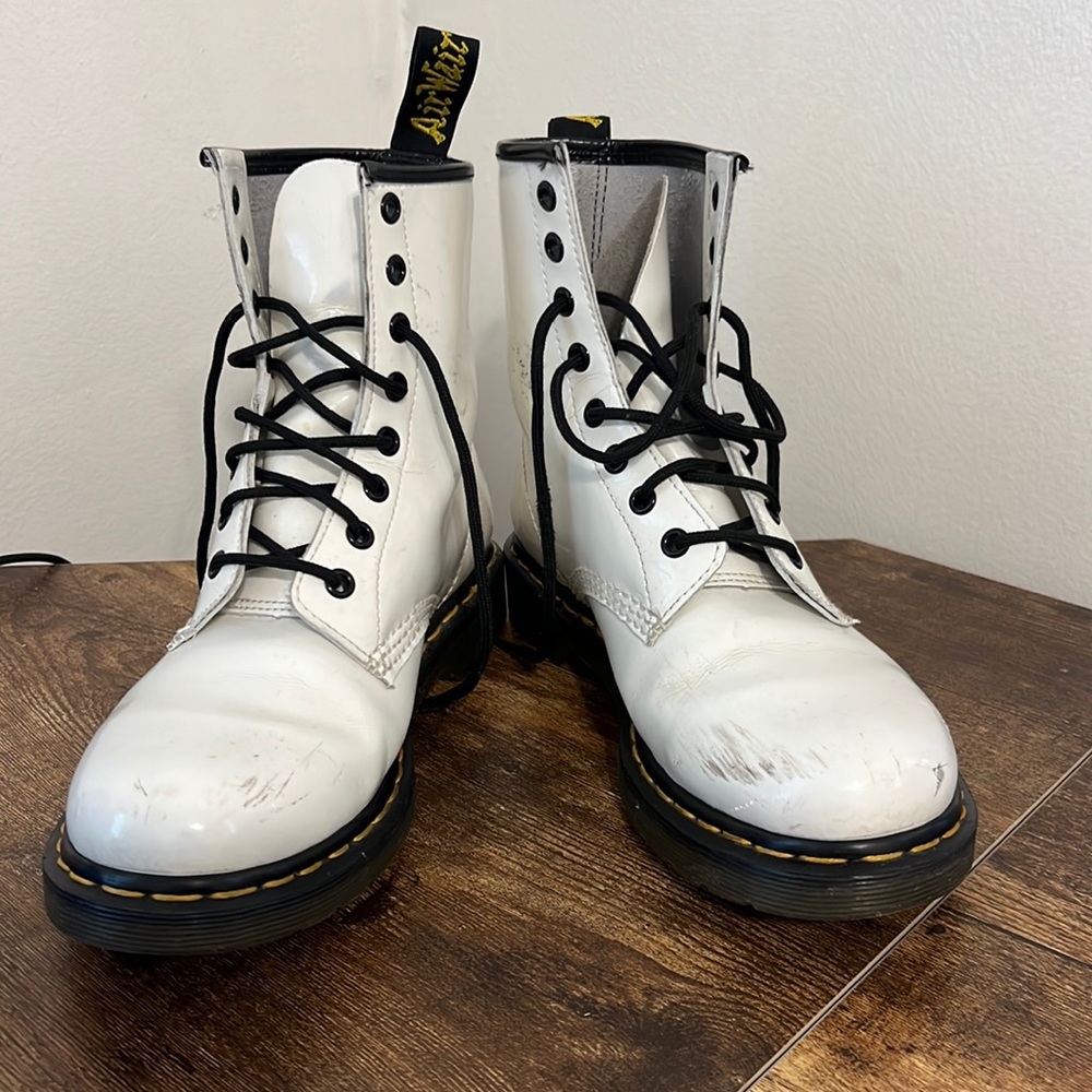 Dr. Martens White Lace-up Boots